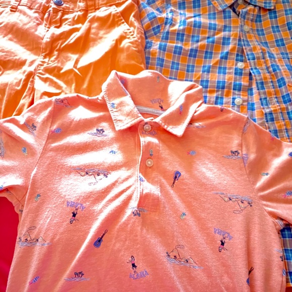 3 pieces  set of Boy’s orange short,shirt and polo - Picture 1 of 5